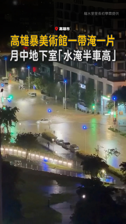 【高雄暴雨狂襲】美術館一帶淹一片！地下室「淹半車高」