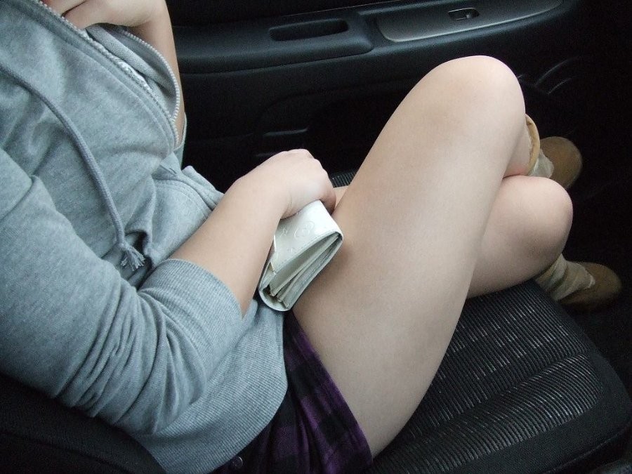 Fingering herself the car