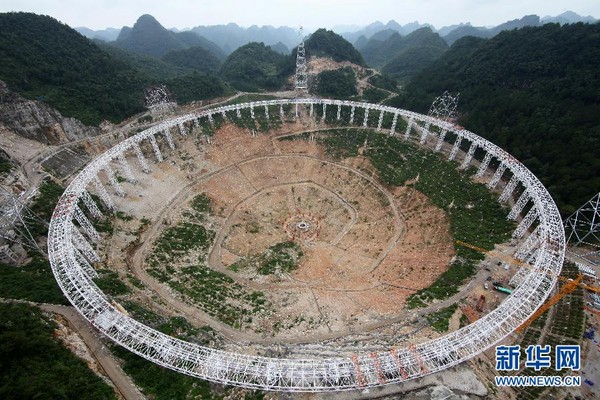 被稱為「天眼」的500米口徑球面射電望遠鏡(FAST)坐落在貴州。(圖／新華網)