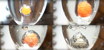 慢鏡頭下水中鎳球之美，宛如透明水煮蛋