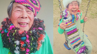 日本93歲潮嬤　是孫女手織花花衣裳的最佳代言人