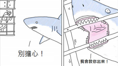 如果動物會說話..也許鯊魚咬籠子只是想救你出來