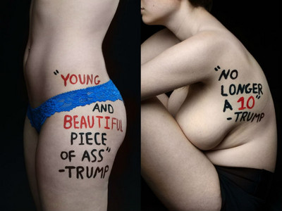 肉體被歧視言論弄髒…18歲女大生成「裸身塗鴉牆」控訴川普