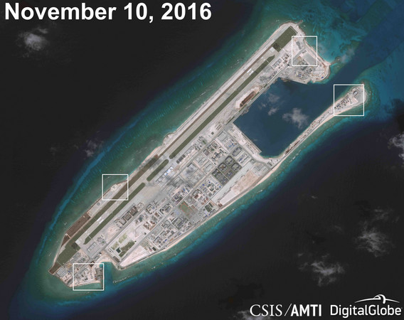 美智庫表示，中國在南海7個人工島上部屬武器，其中包括反導彈系統，以及防空系統。（圖／路透社）