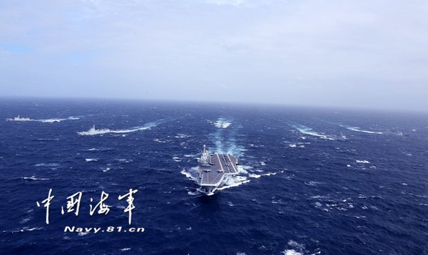 遼寧艦首次正在南海進行訓練。（圖／翻攝自中國海軍官網）