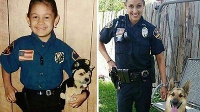 最感動童年→長大對照圖，15年過去她真的成為女警