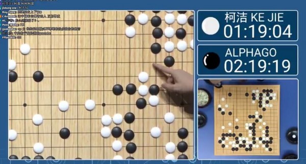 柯潔哽咽認輸　一度打回優勢　失誤又讓AlphaGo掌控全局（圖／翻攝直播畫面）