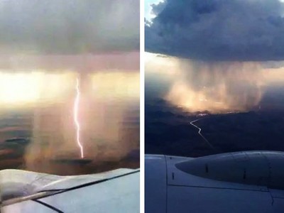 飛機上看暴雨宛如「漂浮瀑布」　乘客親眼見證上天傑作