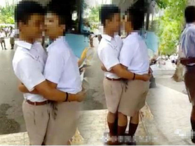 泰國兩男生打架，老師罰「擁吻100次」網友叫好