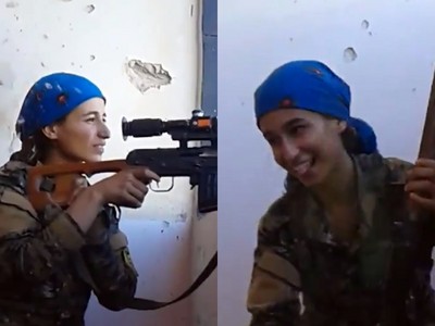 與ISIS狙擊手「互射對決」　庫德族女兵撇頭閃子彈...還在笑