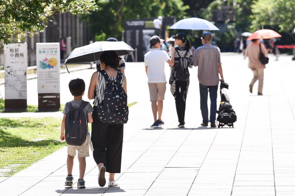 ▲▼熱浪,陽光,夏日,夏天,炎熱,天氣,高溫,中暑,烈日,正午,酷暑,行人,防曬。（圖／記者李毓康攝）