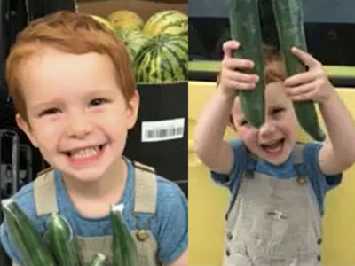 挑食鬼你看看！三歲男孩哭鬧要黃瓜，入口後一秒燦笑