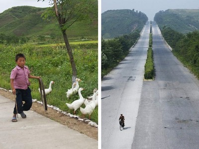 北韓人上高速公路都不擔心塞車！　全程死寂鴨子橫行