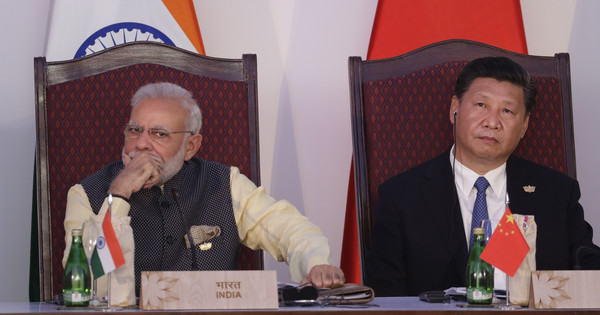 ▲▼印度總理莫迪（左）和中國國家主席習近平（右）曾一同出席2016年金磚峰會。（圖／達志影像／美聯社）