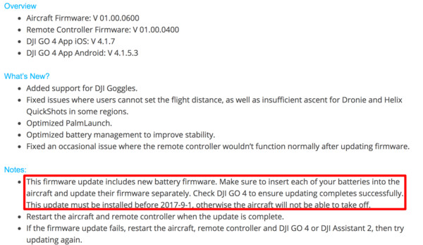 DJI推Spark空拍機新軟體，9/1前沒裝就不給飛。（圖／翻攝自官網）