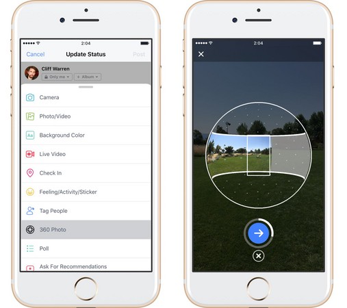 Facebook可在APP拍攝360度照片了。（圖／翻攝自官網）