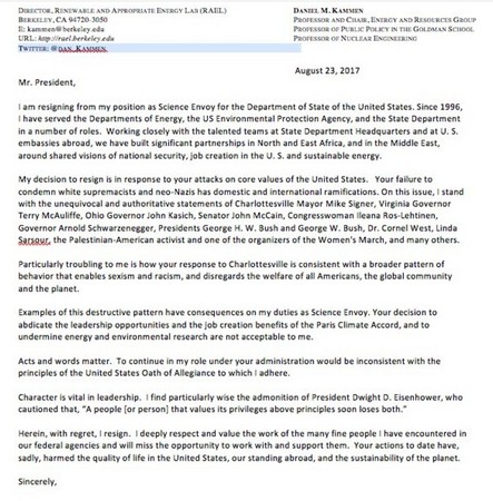 美官員卡門辭去美國國務院科學特使職位，還在辭職信中藏川普彈劾密碼。（圖／翻攝自Daniel Kammen的推特）