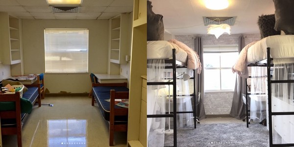 ▲▼ 美國兩位女大生改造老舊宿舍。（圖／翻攝自Instagram／makeupbysheila）