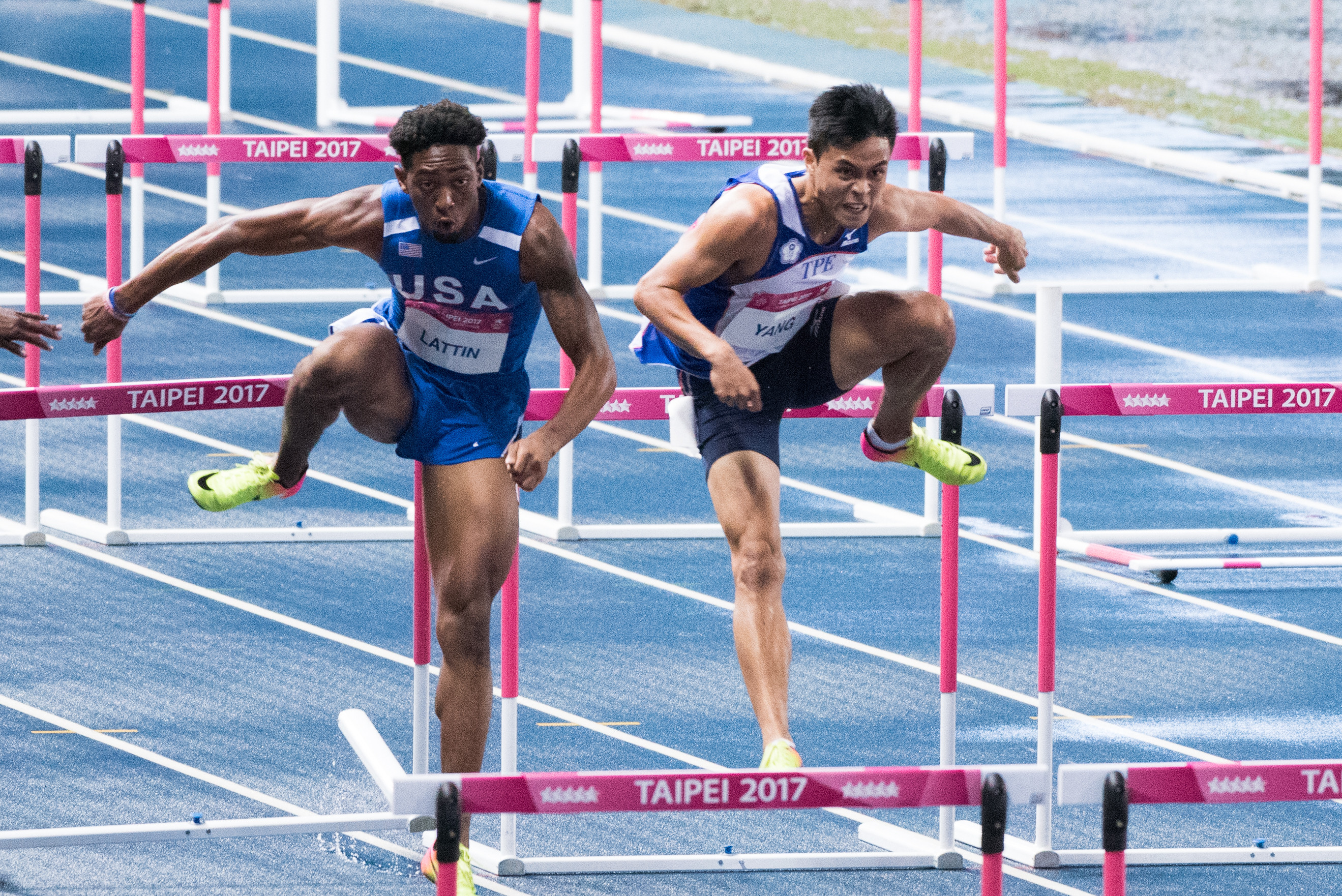 ▲▼台北世大運田徑,男子110公尺跨欄預賽,楊尉廷。(圖/記者季相儒攝)