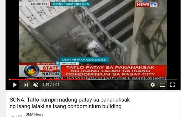 推女友摔下16樓！　暴怒男沿路亂砍鄰居...造成6死10傷。（圖／翻攝自GMA News的YouTube）