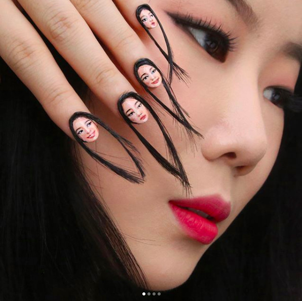 ▲南韓藝術家Dain Yoon做人頭指甲彩繪（圖／翻攝自designdain Instagram）