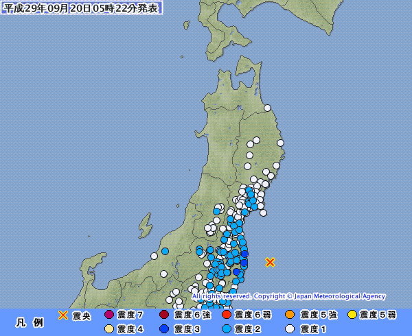 日本地震。（圖／翻攝日本氣象廳網站）