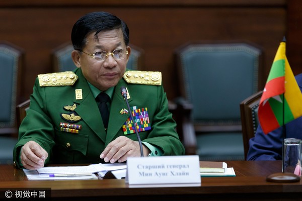 ▲▼緬甸,國防軍總司令,敏昂良,敏昂莱。(圖/視覺中國)
