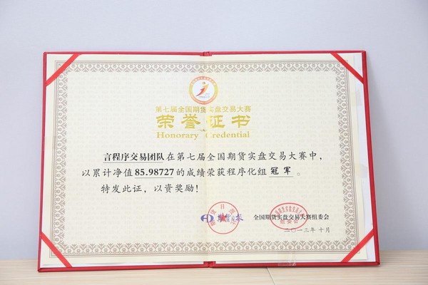 言程序和團隊參加中國期貨比賽奪下5項冠軍,因此被大陸基金公司相中。