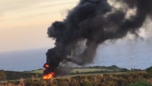 快訊／美「CH53軍用直升機」　驚傳墜毀沖繩北部村莊。（圖／翻攝自推特）