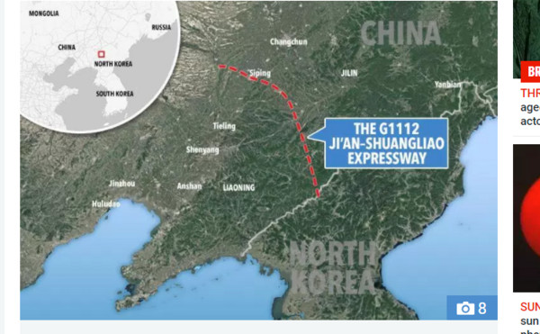 ▲▼大陸在東北建立了一條6線高速公路直通北韓。（圖／翻攝自《太陽報》）