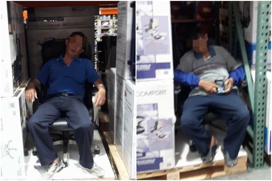 ▲民眾喜歡睡在Costco座椅上。（圖／翻攝自爆廢公社三館）