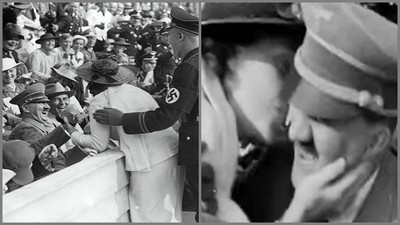 希特勒遭女粉「閃電強吻」影片瘋傳　網驚：這是男人該有的反應？