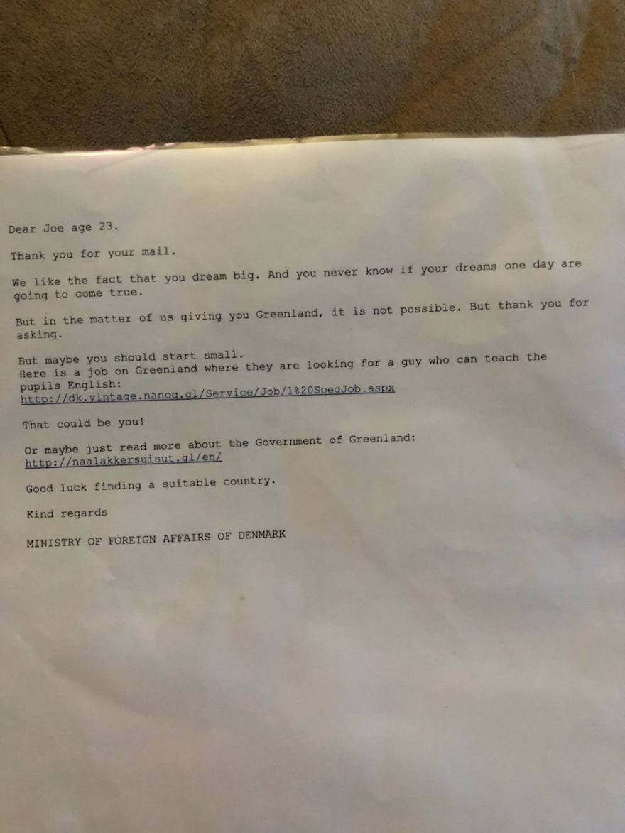 美國鄉民寫信給丹麥借格陵蘭（圖／翻攝自reddit＠ChefShwasty）