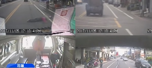 ▲▼閃單車重心不穩，七旬婦騎車遭貨車輾命危。（圖／中天新聞）