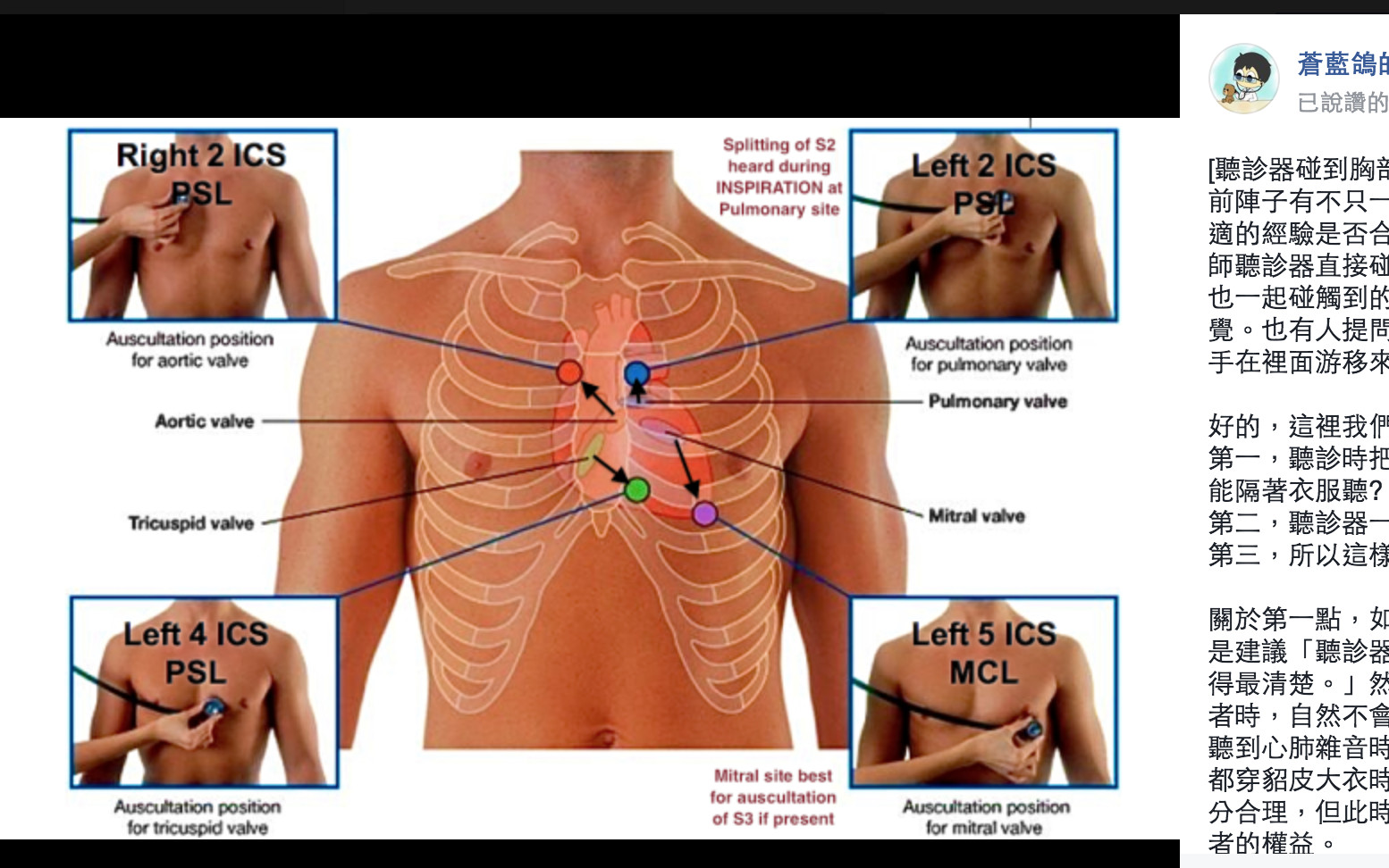 ▲聽診器伸進衣服合理嗎?(圖/翻攝蒼藍鴿的醫學天地臉書)