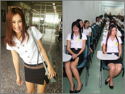 泰國女大生制服「邪惡開叉」，男同學看一眼就噴…連教授也淪陷
