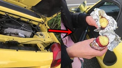 番薯塞爆引擎！日男實測兜風一圈…打開車蓋烤地瓜直接叫賣了　