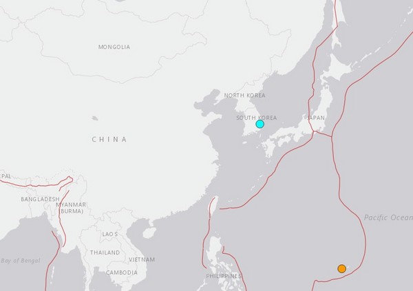 ▲南韓東部發生規模5.4地震。(圖／翻攝自USGS)