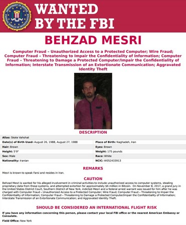 ▲▼伊朗籍29歲男駭客米斯瑞（Behzad Mesri）侵入HBO電視台系統，在網路上PO出尚未播放的《冰與火之歌》影集。（圖／翻攝自FBI網站）