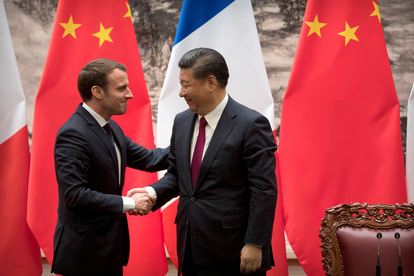 ▲法國總統馬克宏（Emmanuel Macron）訪問北京，與中國國家主席習近平會晤。（圖／路透社）