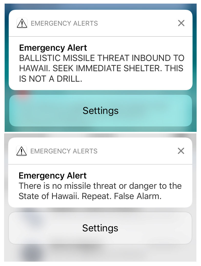 ▲▼ 美國夏威夷當局誤發「導彈來襲」簡訊。（圖／路透社）
