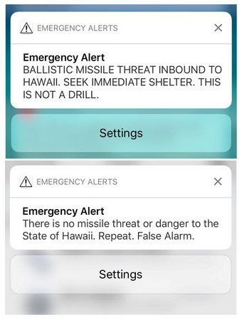 ▲▼ 美國夏威夷當局誤發「導彈來襲」簡訊。（圖／路透社）