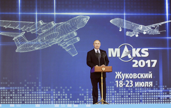 ▲▼2017年莫斯科國際航空航天展覽會18日在茹科夫斯基(Жуковский)展開,普丁。(圖/達志影像/美聯社)