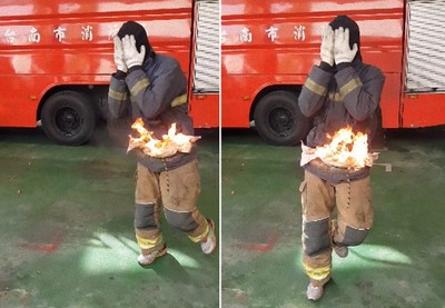 火燒身三招自救　消防員親自身上點火燒一圈示範