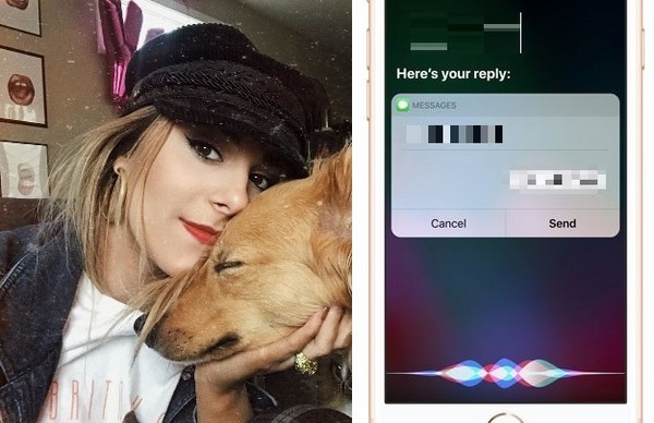▲美女向siri訊問感情問題，沒想到訊息卻誤送給愛戀對象，結果令她GG了。（合成圖／取自推特Cecilia Mula與蘋果官網）