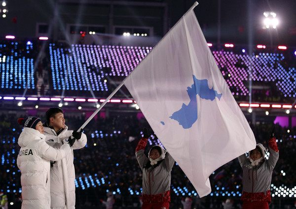 ▲▼2018平昌冬奧,統一旗。（圖／達志影像／美聯社）