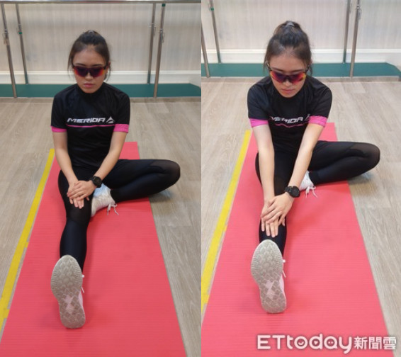 ▲舒緩操,騎車,拉筋。(圖/記者謝承恩攝)