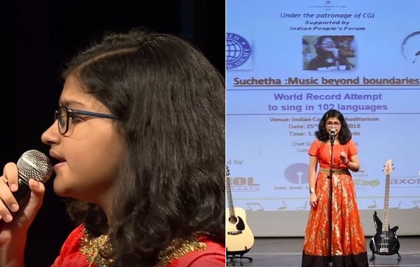 ▲印度12歲女孩以102種語言唱歌6小時又15分鐘，奪得兩項世界新紀錄。（圖／取自YouTube／suchetha satish）