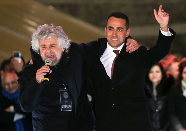 ▲▼義大利「五星運動」創始人畢普·格里羅（Beppe Grillo，左）與31歲政黨領袖迪馬奧（Luigi Di Maio，右）。（圖／路透社）
