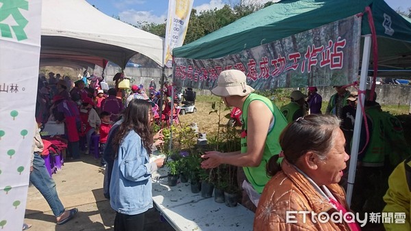 一年一度的香丁節在台東縣東河鄉泰源地區的熱鬧展開，林務局台東林區管理處成功工作站在現場贈送苗木、盆栽木工DIY及有獎徵答等活動，贈送給有愛心及愛護環境的民眾來植樹綠美化，一起來營造繽紛花香的泰源幽谷。（圖／台東林管處提供）